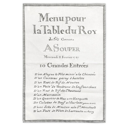 Tea towel - "10 Grandes entrées Menu du Roy" - Versailles